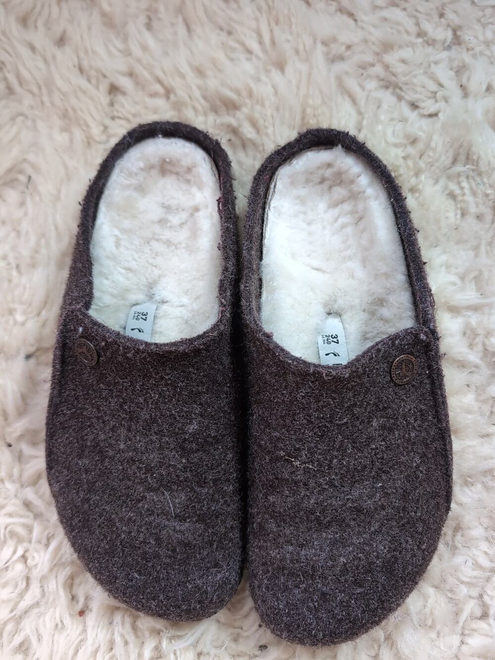 Birkenstock Zermatt EU 37 US 6 Women's Shearling Wool Felt Slip On Clogs